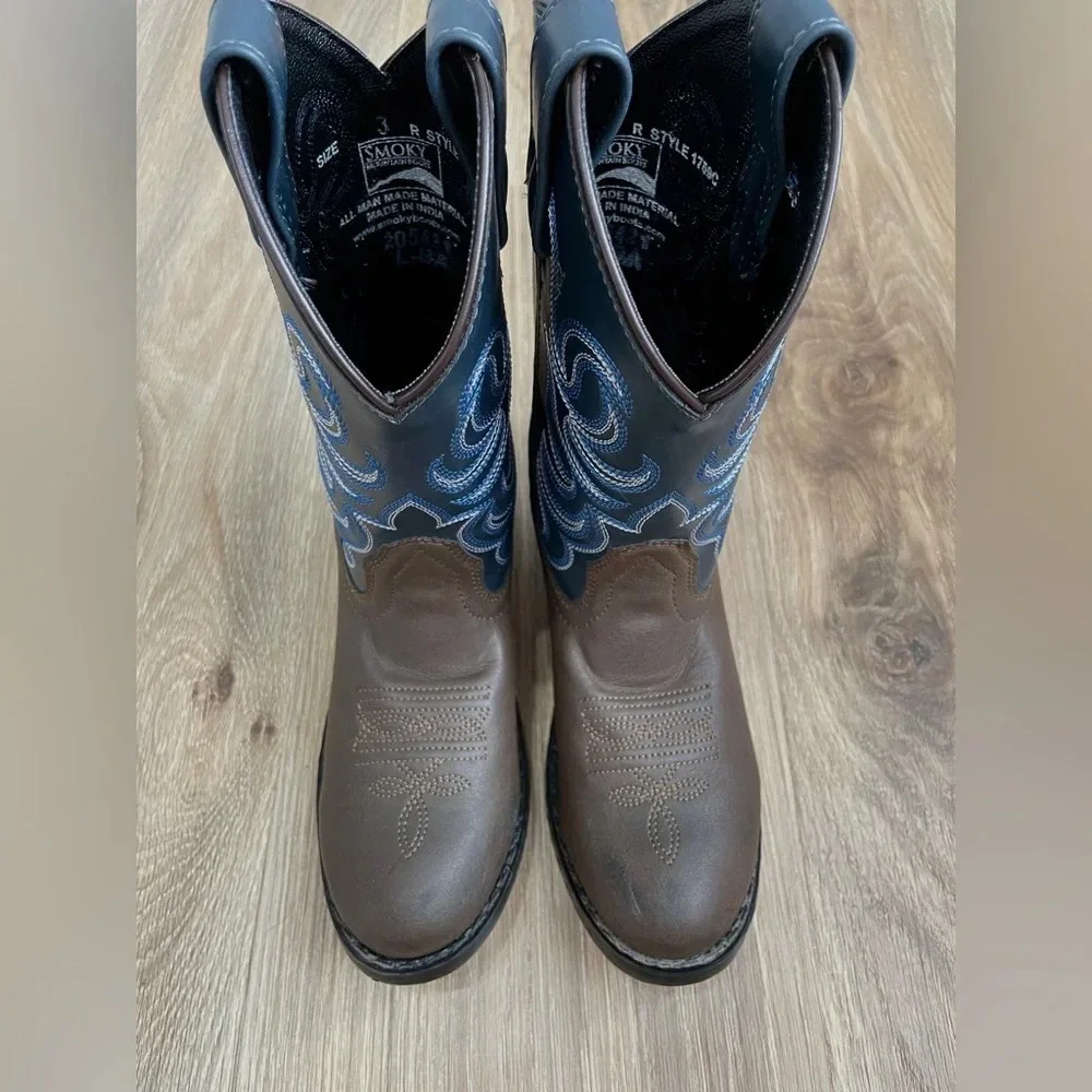 Smoky Mountain Kids Monterey Navy Boots Size 3 LNC